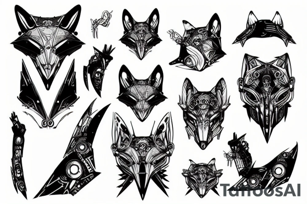 fox cyberpunk tattoo idea
