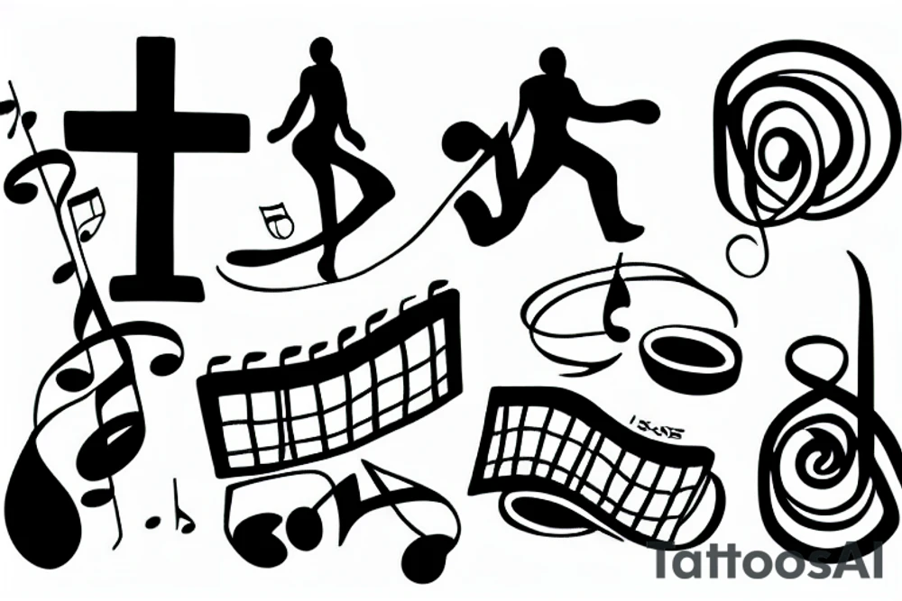 Religious jogging music piano tattoo idea