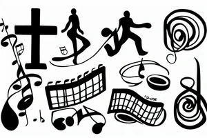 Religious jogging music piano tattoo idea
