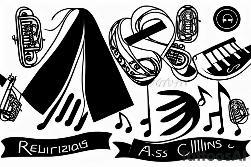 Religious jogging music piano tattoo idea