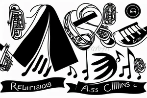 Religious jogging music piano tattoo idea