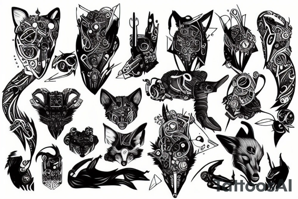 fox cyberpunk tattoo idea