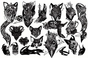 fox cyberpunk tattoo idea