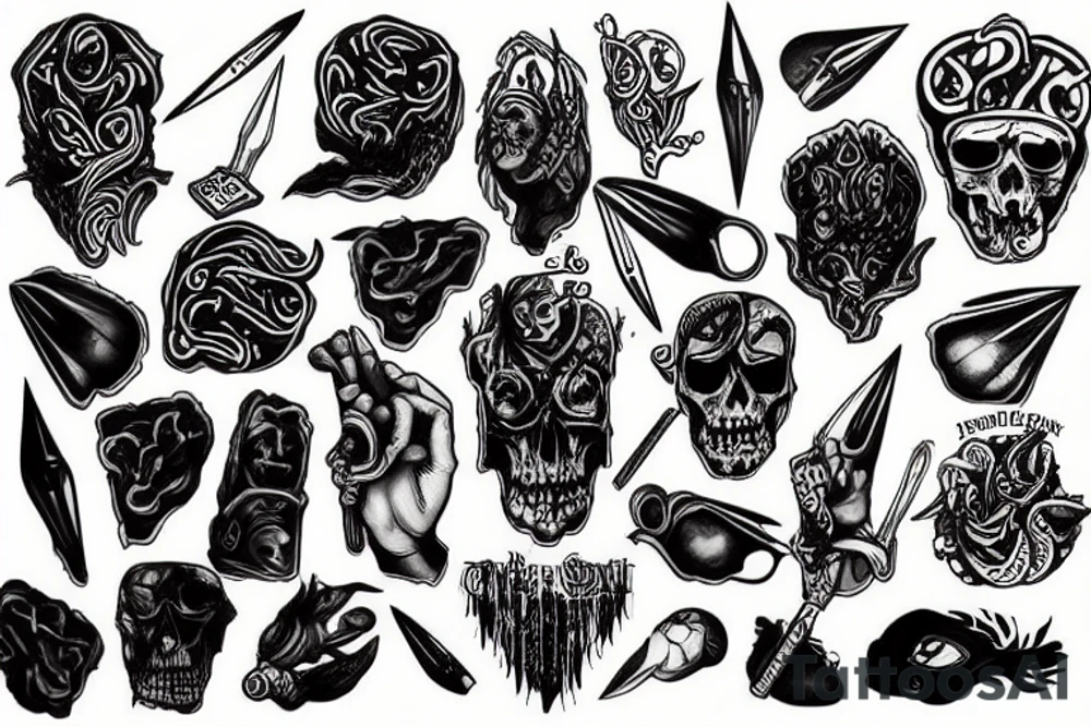 blood, daggers tattoo idea
