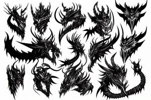 Cyber punk dragon with fire sword tattoo idea