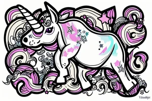 Unicorn riding a rhinoceros tattoo idea