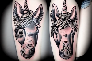 Unicorn riding a rhinoceros tattoo idea