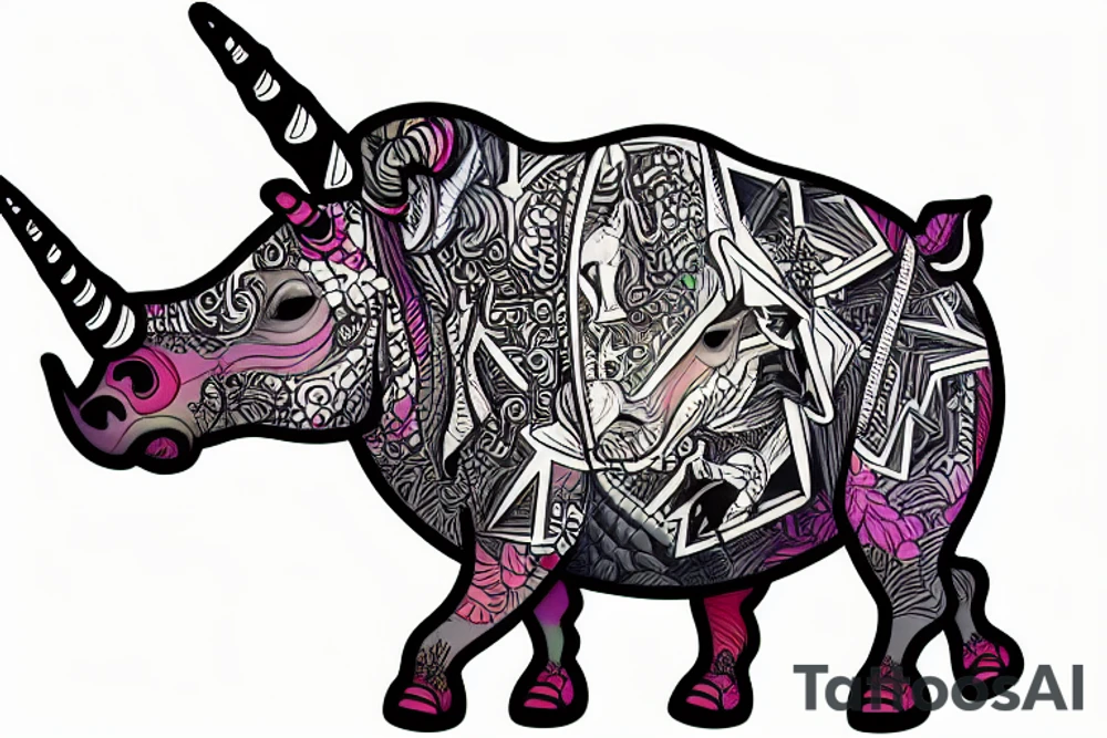 Unicorn riding a rhinoceros tattoo idea