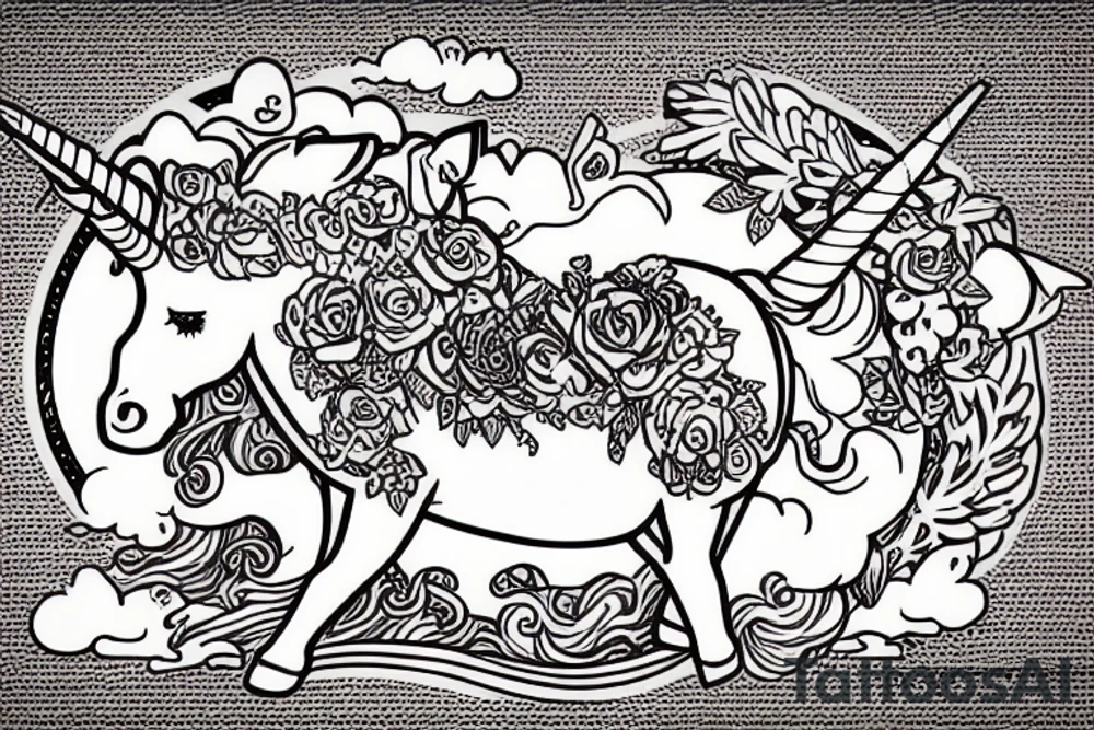 Unicorn riding a rhinoceros tattoo idea