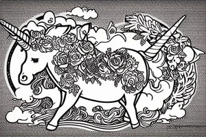 Unicorn riding a rhinoceros tattoo idea