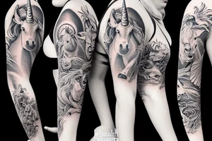 Unicorn riding a rhinoceros tattoo idea
