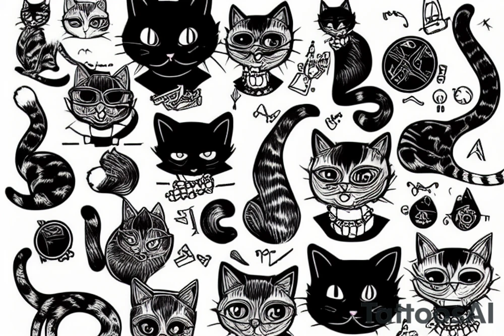 Cat punk tattoo idea