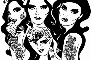 4 girls playing poker tattoo idea