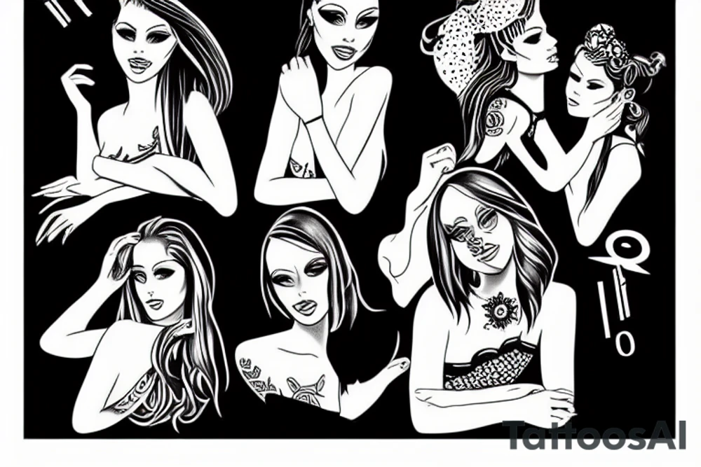 4 girls playing poker tattoo idea