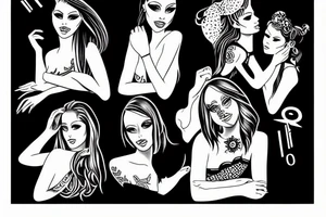 4 girls playing poker tattoo idea