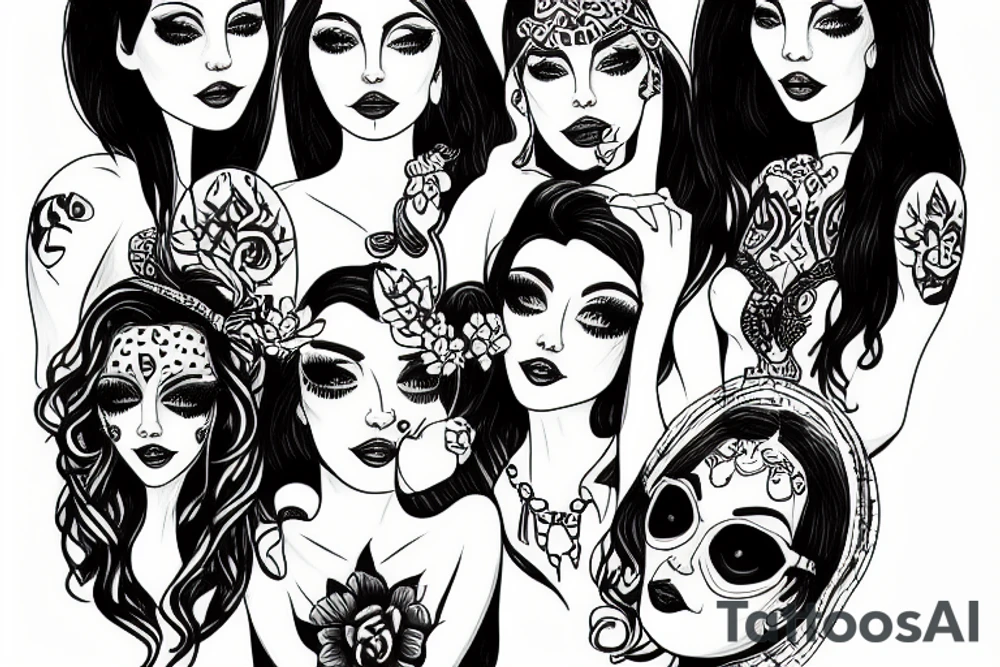 4 girls playing poker tattoo idea