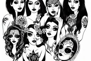 4 girls playing poker tattoo idea
