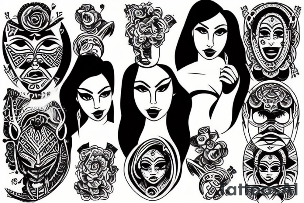 4 girls playing poker tattoo idea