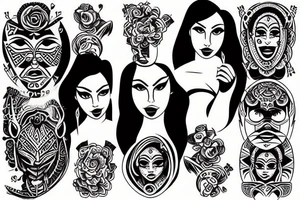 4 girls playing poker tattoo idea