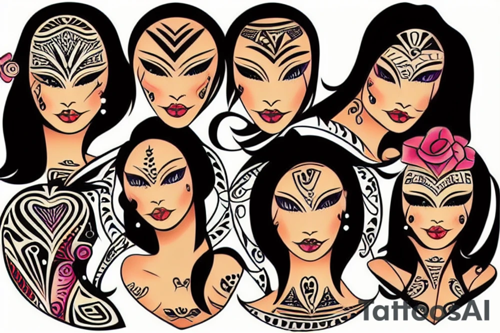 4 girls playing poker tattoo idea