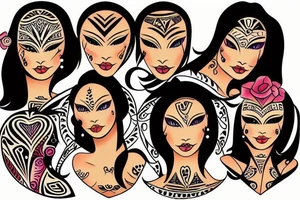 4 girls playing poker tattoo idea