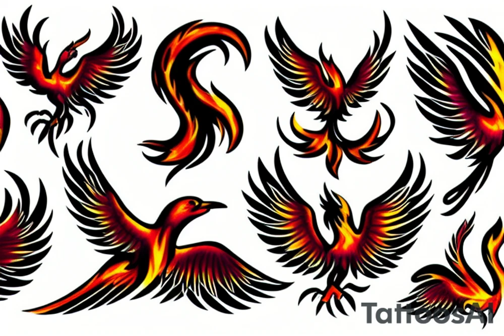 Phoenix in fire tattoo idea