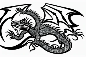 a friendly dragon that is a cross between dragon and iguana tattoo idea