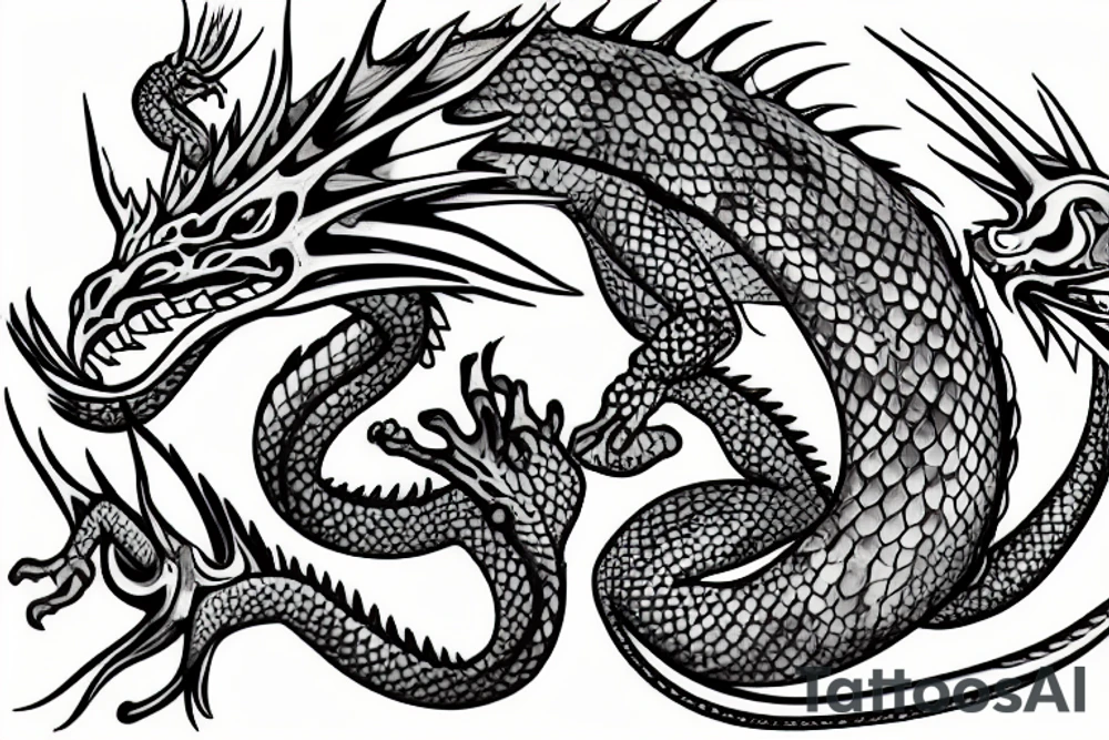 a friendly dragon that is a cross between dragon and iguana tattoo idea