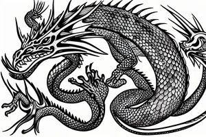 a friendly dragon that is a cross between dragon and iguana tattoo idea