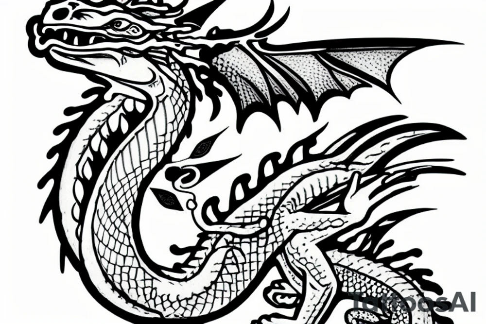 a friendly dragon that is a cross between dragon and iguana tattoo idea