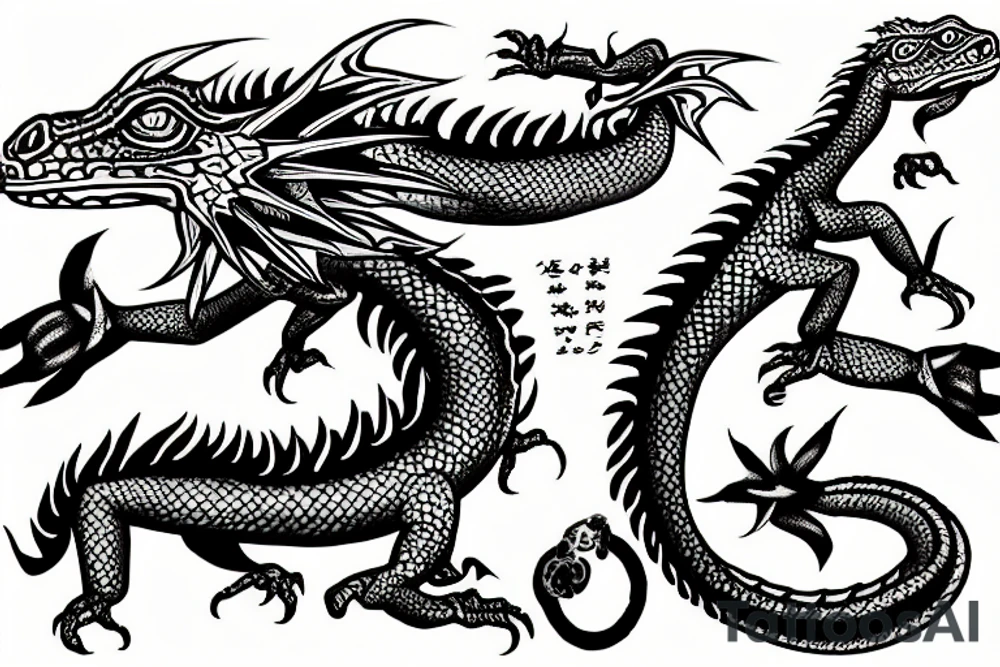 a friendly dragon that is a cross between dragon and iguana tattoo idea a friendly dragon that is a cross between dragon and iguana tattoo idea