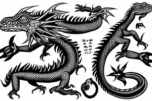 a friendly dragon that is a cross between dragon and iguana tattoo idea