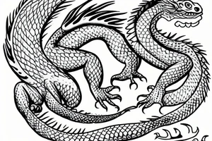 a friendly dragon that is a cross between dragon and iguana tattoo idea