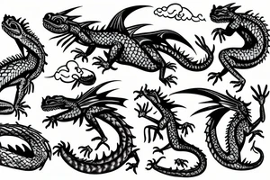 a friendly dragon that is a cross between dragon and iguana tattoo idea