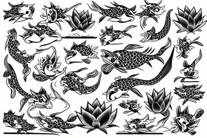 Samurai koi lotus tattoo idea