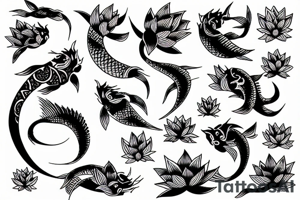 Samurai koi lotus tattoo idea