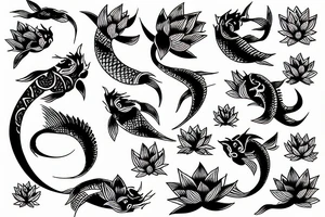 Samurai koi lotus tattoo idea