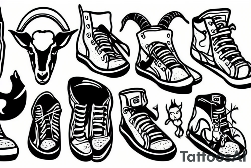 Goat in sneakers tattoo idea
