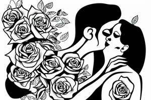 a woman kissing a man and binding them in love tattoo idea