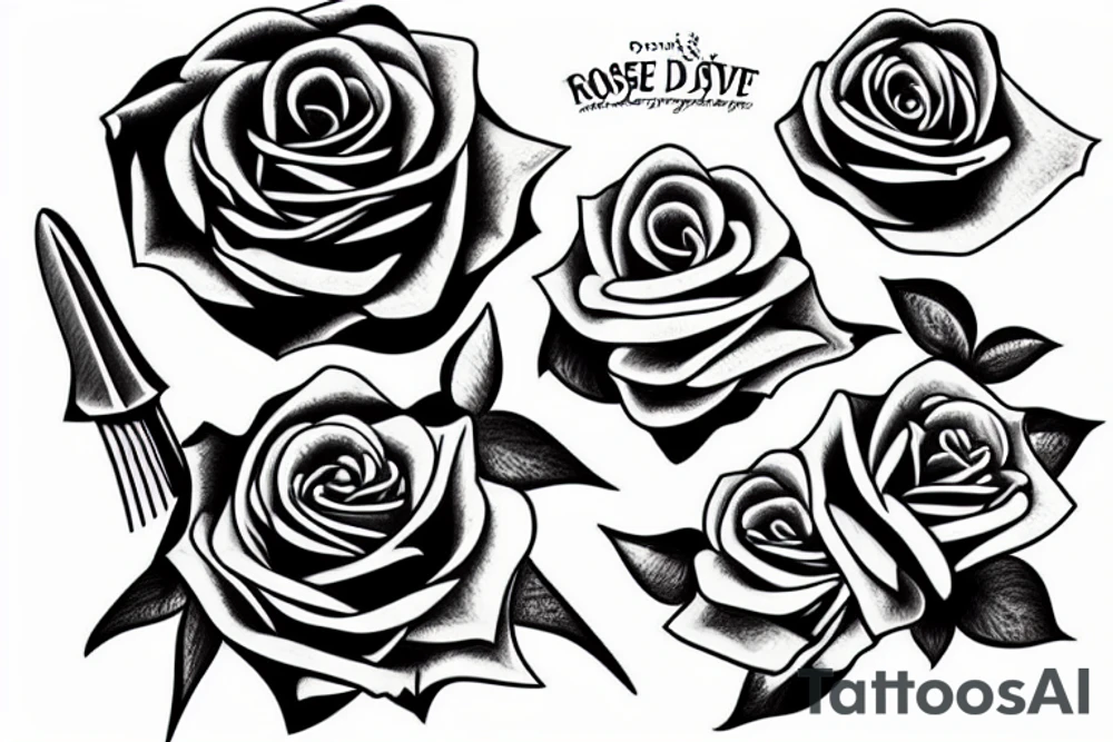 rose knife tattoo idea