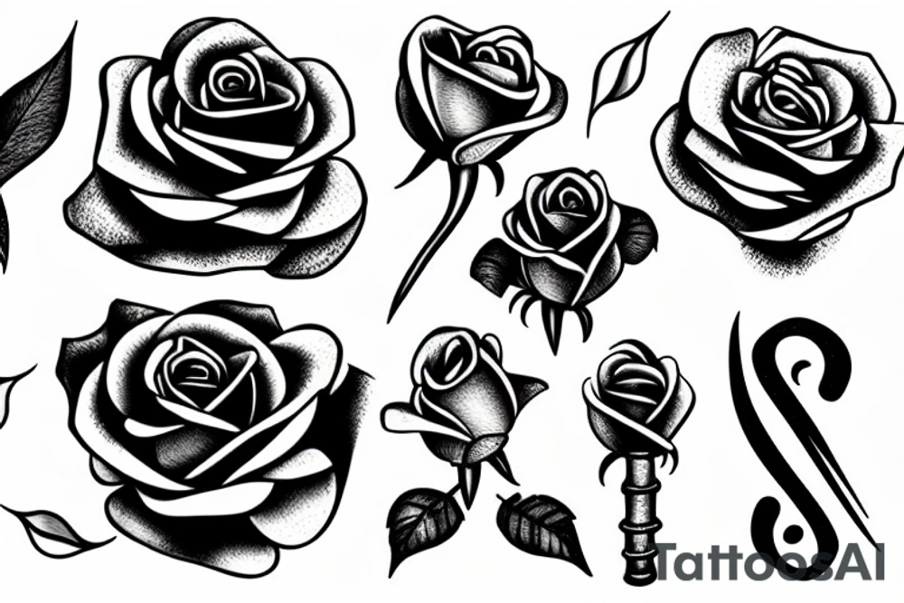 rose knife love tattoo idea