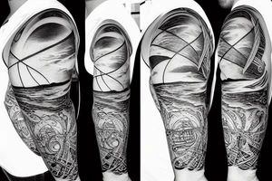 Sailing under full moon with reflection tattoo idea