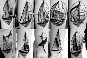 Sailing under full moon with reflection tattoo idea