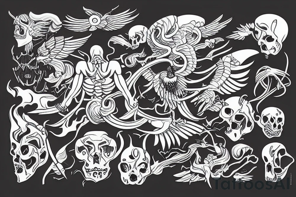 Swift god of death surrounded by shadow tattoo idea