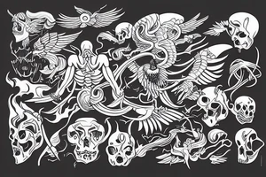 Swift god of death surrounded by shadow tattoo idea