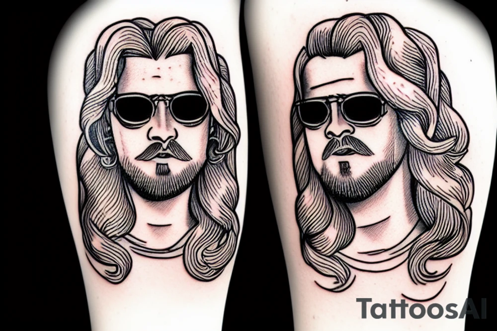 Man with long blond hair and glasses tattoo idea