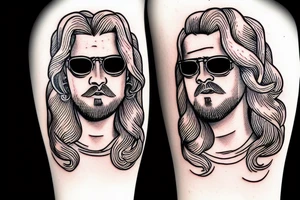 Man with long blond hair and glasses tattoo idea