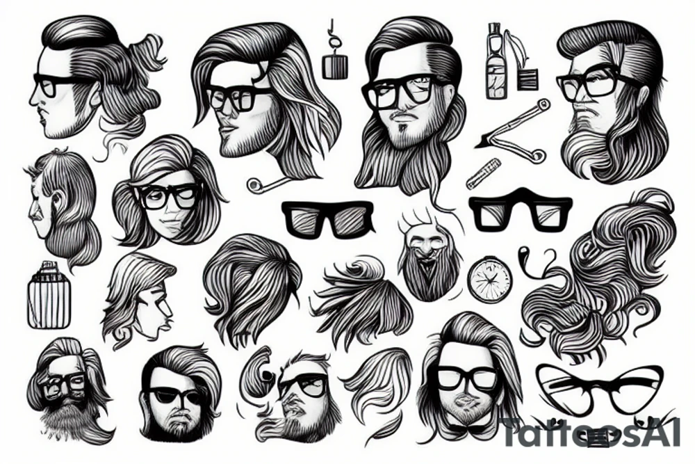 Man with long blond hair and glasses tattoo idea