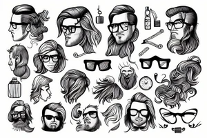 Man with long blond hair and glasses tattoo idea