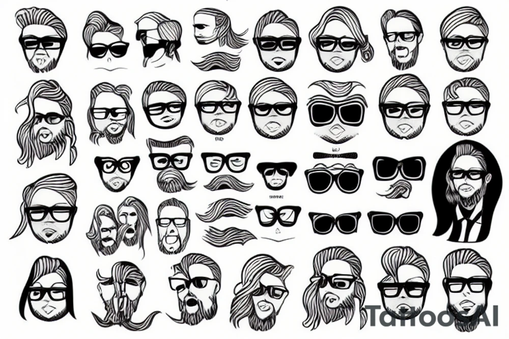 Man with long blond hair and glasses tattoo idea